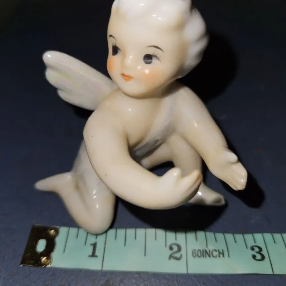 Vintage Angel Candle Hugger Japan‎ - Iridescent Porcelain Christmas Climber 3